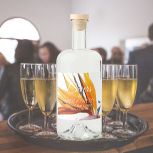 Étiquettes Pour Bouteilles De Liqueur Mariage Floral Tropical Bird of Paradise