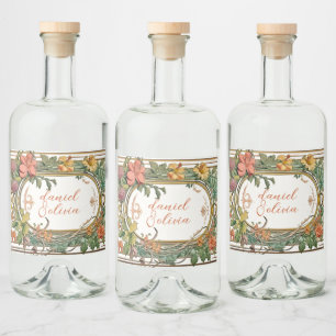 Étiquettes Pour Bouteilles De Liqueur Mariage frontalier orné fleur sauvage victorien