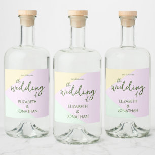 Étiquettes Pour Bouteilles De Liqueur Mariage Géométrique Pastel Atténué