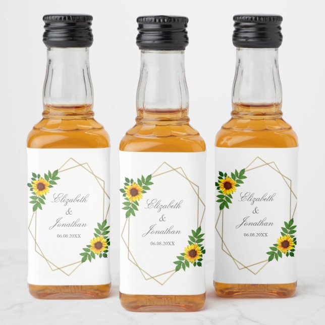 Étiquettes Pour Bouteilles De Liqueur Mariage géométrique tournesol (Bouteilles)