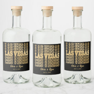 Étiquettes Pour Bouteilles De Liqueur Mariage Glamour à Las Vegas Or et Noir Personnalis