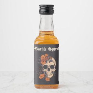Étiquettes Pour Bouteilles De Liqueur Mariage mini élégant crâne floral orange monogramm