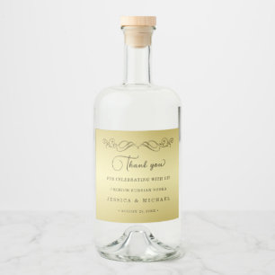 Étiquettes Pour Bouteilles De Liqueur Mariage Orné de Luxe Élégant en Or