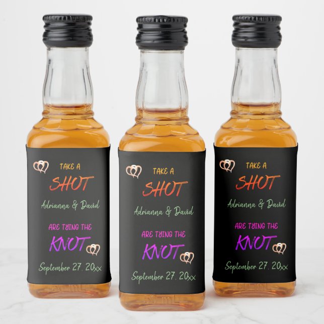 Étiquettes Pour Bouteilles De Liqueur Mariage Personnalisé Couple Engagé Attachant Le Nœ (Bouteilles)