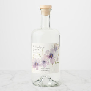 Étiquettes Pour Bouteilles De Liqueur Mariage personnalisé fleurs cosmos bleu