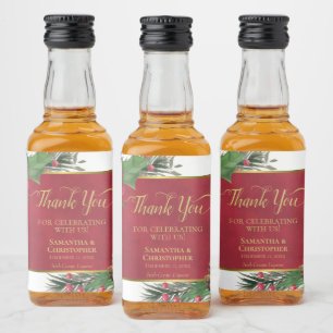 Étiquettes Pour Bouteilles De Liqueur Mariage Remerciement Mini Holly & Pin Festif