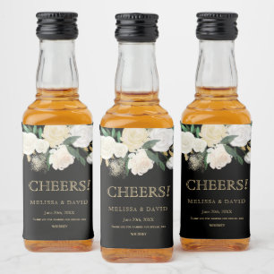 Étiquettes Pour Bouteilles De Liqueur Mariage romantique d'hiver d'or et de noir