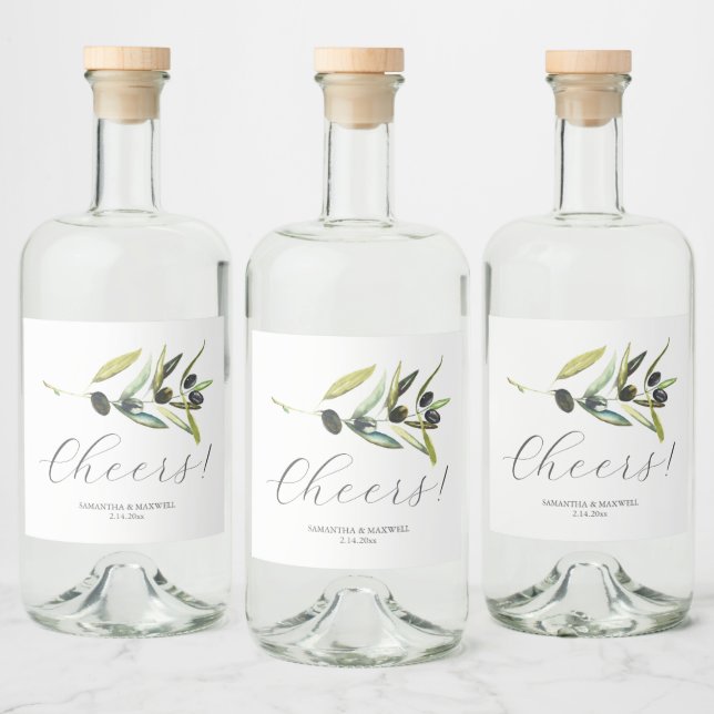 Étiquettes Pour Bouteilles De Liqueur Mariage Rustique Favorisant Décor De Table Olive (Bouteilles)