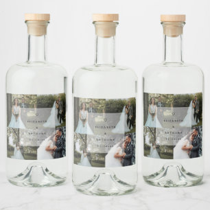 Étiquettes Pour Bouteilles De Liqueur Mariage simple minimaliste de collage de photos de