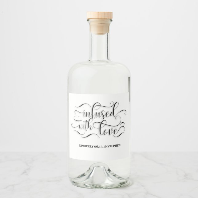 Étiquettes Pour Bouteilles De Liqueur Marié avec amour fait maison (Devant)