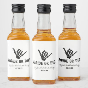 Étiquettes Pour Bouteilles De Liqueur Mariée ou mort Rockstar Skeleton Bachelorette Part
