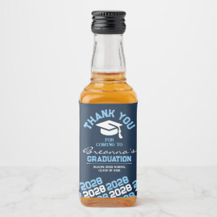 Étiquettes Pour Bouteilles De Liqueur Marine & Bébé Bleu Merci de graduation Mini