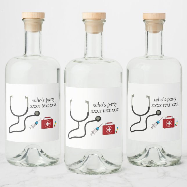 Étiquettes Pour Bouteilles De Liqueur Médecin, Infirmière, Médicale, hôpital (Bouteilles)