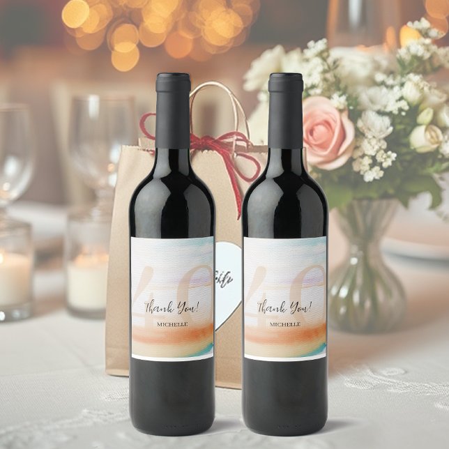 Étiquettes Pour Bouteilles De Liqueur Merci Artistic Moderne Arc-en-Ciel Anniversaire (Créateur téléchargé)