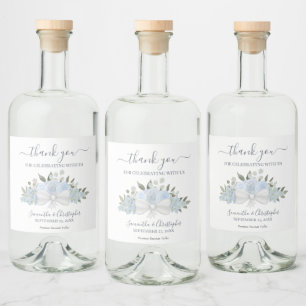 Étiquettes Pour Bouteilles De Liqueur Merci Mariage de Bouquet bleu Dusty