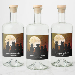 Étiquettes Pour Bouteilles De Liqueur miaulements de chats ,Chats au clair de lune. Pers