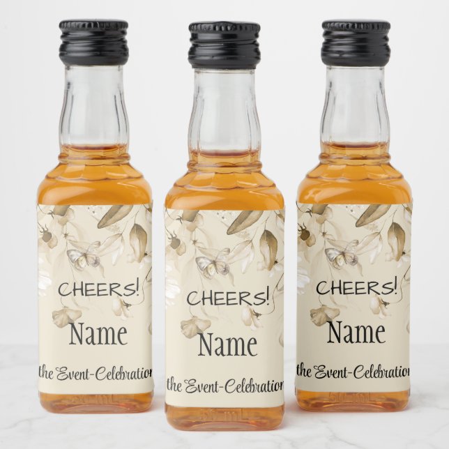 Étiquettes Pour Bouteilles De Liqueur Mini aquarelle Sepia Still Life Floral Drop (Bouteilles)