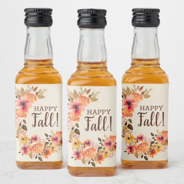 Étiquettes Pour Bouteilles De Liqueur Mini Couronne Fleurie Automnale Joyeuse (Bouteilles)