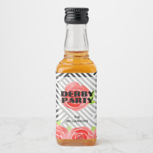Étiquettes Pour Bouteilles De Liqueur Mini Derby Party Fleurs Rouges Rayures