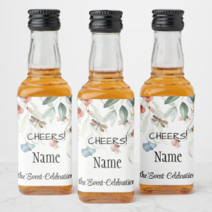 Étiquettes Pour Bouteilles De Liqueur Mini Elegant Aquarelle Toujours Vie Flore Drop