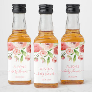 Étiquettes Pour Bouteilles De Liqueur Mini Fleurs de Rose Rose Fleurie Fille Baby Shower