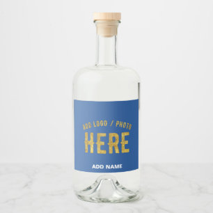 ÉTIQUETTES POUR BOUTEILLES DE LIQUEUR MODERNE ET ÉLÉGANT COBALT BLEU PERSONNALISÉ MARQUE