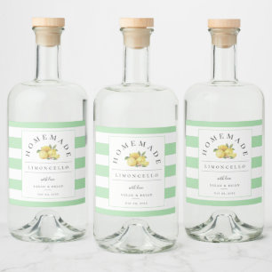 Étiquettes Pour Bouteilles De Liqueur Moderne Limoncello Côtier Celadon Green Stripe