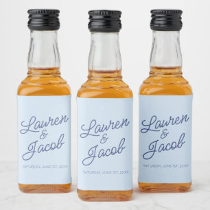 Étiquettes Pour Bouteilles De Liqueur Moderne Minimaliste Minimal Bleu Mariage Mini