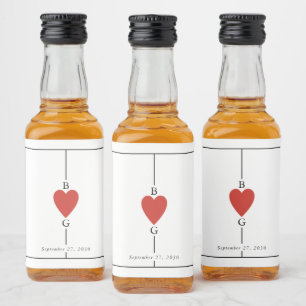 Étiquettes Pour Bouteilles De Liqueur Monogramme Coeurs de jeu Mariage de carte