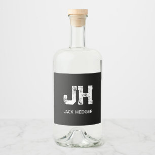 ÉTIQUETTES POUR BOUTEILLES DE LIQUEUR MONOGRAMME DE NOM À DEUX LETTRES BLANC MINIMALISTE