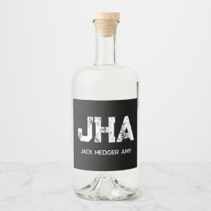 ÉTIQUETTES POUR BOUTEILLES DE LIQUEUR MONOGRAMME NOM À TROIS LETTRES BLANC MINIMALISTE N