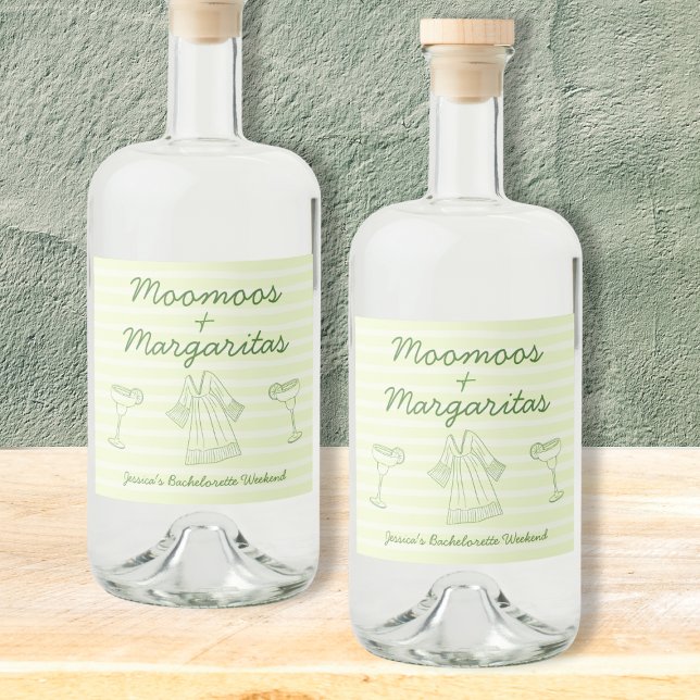 Étiquettes Pour Bouteilles De Liqueur Moo Moos & Margaritas Bachelorette manuscrite (Moo Moos & Margaritas Handwritten Bachelorette Liquor Bottle Label)