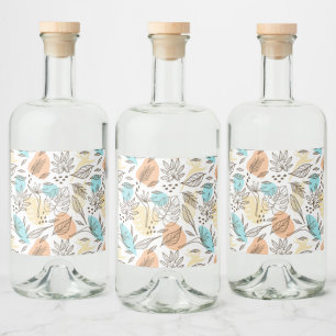 Étiquettes Pour Bouteilles De Liqueur Motif tropical d'été dessiné à la main