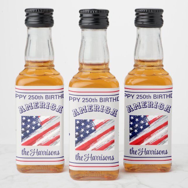 Étiquettes Pour Bouteilles De Liqueur Name || Happy Birthday America Rustic USA Flag (Bouteilles)