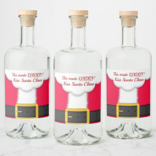 Étiquettes Pour Bouteilles De Liqueur Noël, Amusant, papa Baisé Père Noël