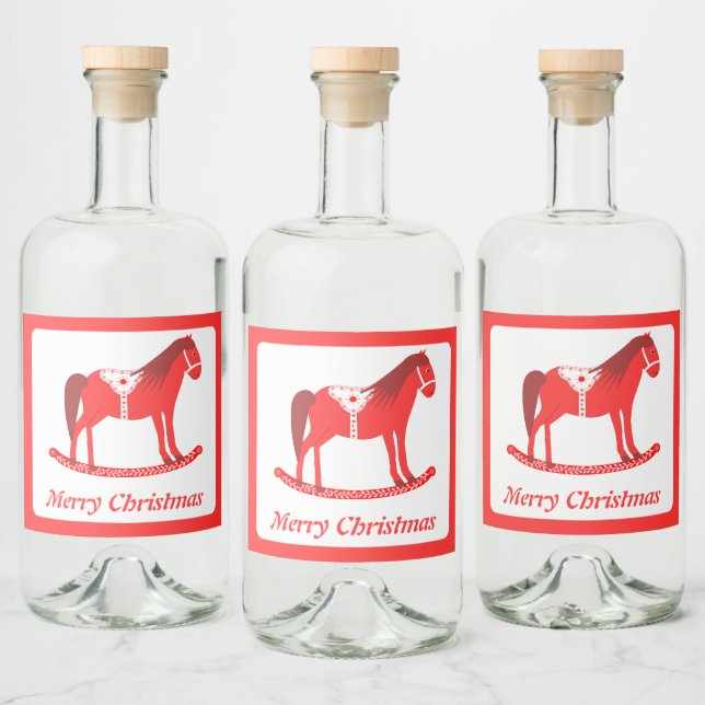 Étiquettes Pour Bouteilles De Liqueur Noël scandinave Cheval Rocse Custom (Bouteilles)