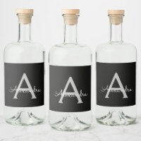 Noir Argent moderne Script Girl Monogramme Nom
