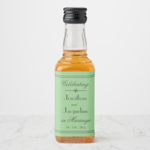 Étiquettes Pour Bouteilles De Liqueur Noms de mariage élégants simples Vert menthe doux