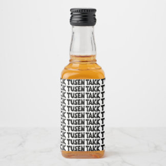 Étiquettes Pour Bouteilles De Liqueur Norvégien "Merci" noir et blanc Lino coupé