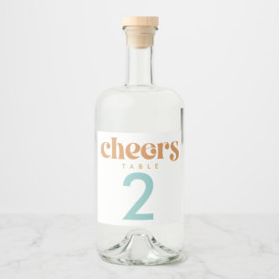 Étiquettes Pour Bouteilles De Liqueur Numéro de table de mariage moderne rétro plage