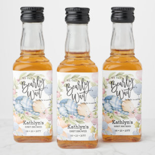 Étiquettes Pour Bouteilles De Liqueur On Peut Attendre Le Baby shower Teddy Bear Garçon