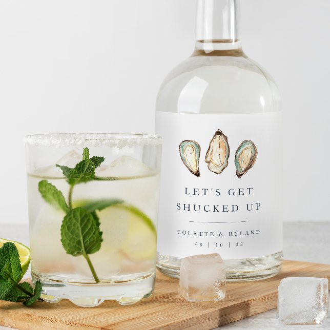 Étiquettes Pour Bouteilles De Liqueur On se fait baiser. | Mariage d'huîtres côtières (Créateur téléchargé)