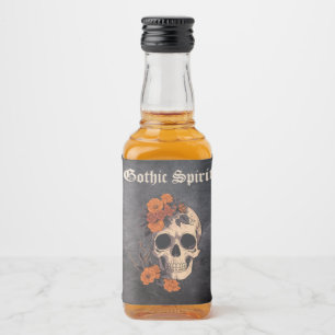Étiquettes Pour Bouteilles De Liqueur Orange Floral Elegant Crâne Monogramme Mariage min