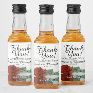 Étiquettes Pour Bouteilles De Liqueur Orange rouille reflétant le Mariage Rose Merci Min