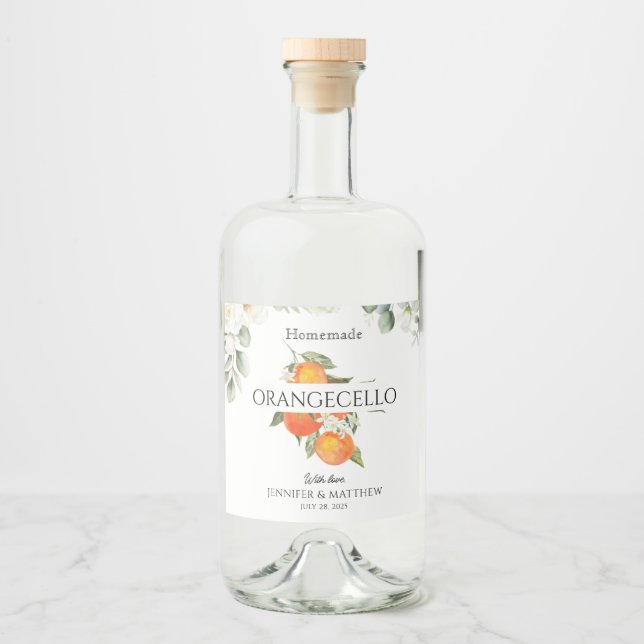 Étiquettes Pour Bouteilles De Liqueur Orangecello Label Citrus Orange Wedding Favor  (Devant)