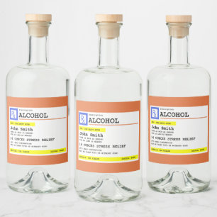 Étiquettes Pour Bouteilles De Liqueur Ordonnance personnalisée Alcool humoristique