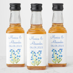 Étiquettes Pour Bouteilles De Liqueur Oubliez-moi pas Blue Floral Spring Wedding