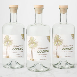 Étiquettes Pour Bouteilles De Liqueur Palme tropicale Coquito Coconut