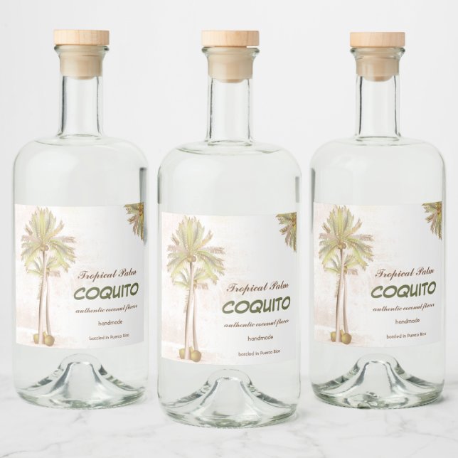 Étiquettes Pour Bouteilles De Liqueur Palme tropicale Coquito Coconut (Bouteilles)