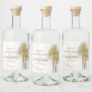 Étiquettes Pour Bouteilles De Liqueur Palme tropicale Coquito Coconut